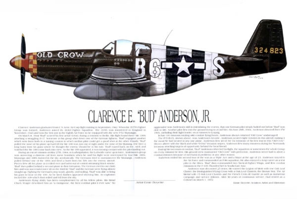 "P-51 Ace, Clarence "Bud" Anderson"-Ernie Boyette-World War II Aviation Art